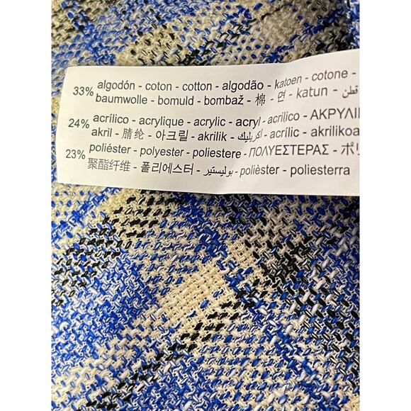 Zara Wide Leg Plaid Trouser Womens size XL New Blue Cream Black - Picture 8 of 8